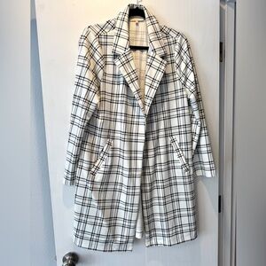 MELLODAY Black and White Jacket Plaid Design